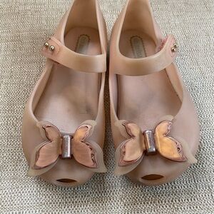 Mini Melissa Ultragirl Butterfly Jelly ballerina shoes rose gold kids size 9